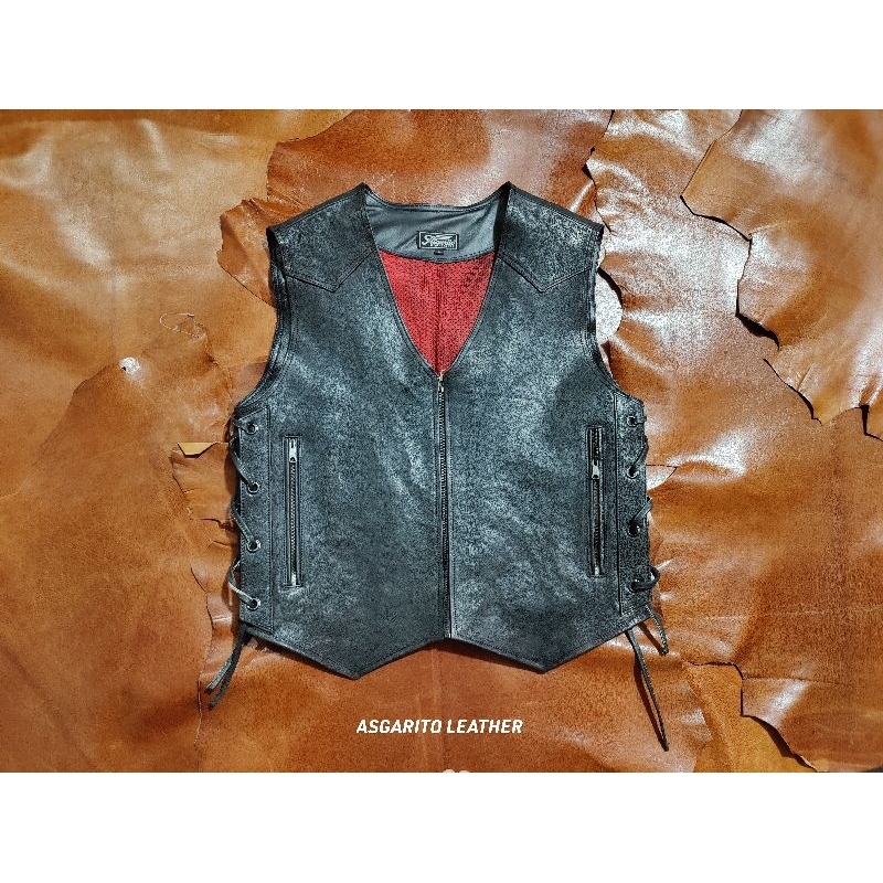 ROMPI KULIT BIKERS SIZE L VEST MOTOR KULIT ASLI BY ASGARITO