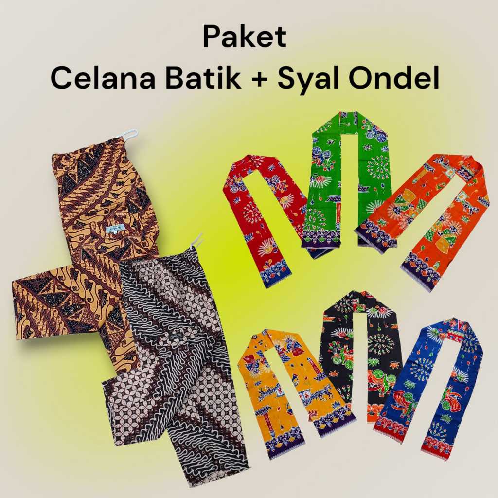 Celana Batik Pria Anak Dan Dewasa Betawi Dapat Syal Selendang Ondel