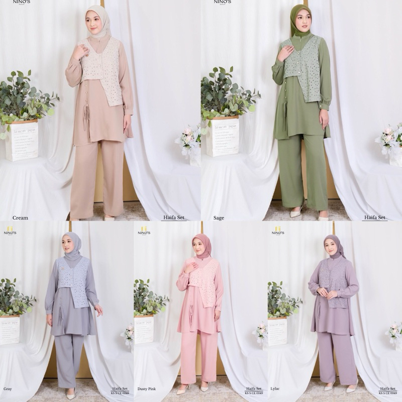 Haifa setelan oneset terbaru premium original by Ninos design