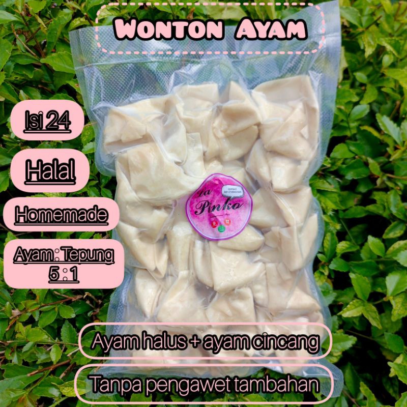 

Pangsit Wonton Ayam (ayam halus+ayam cincang) isi 24 Kemasan Vakum Besar 20x30