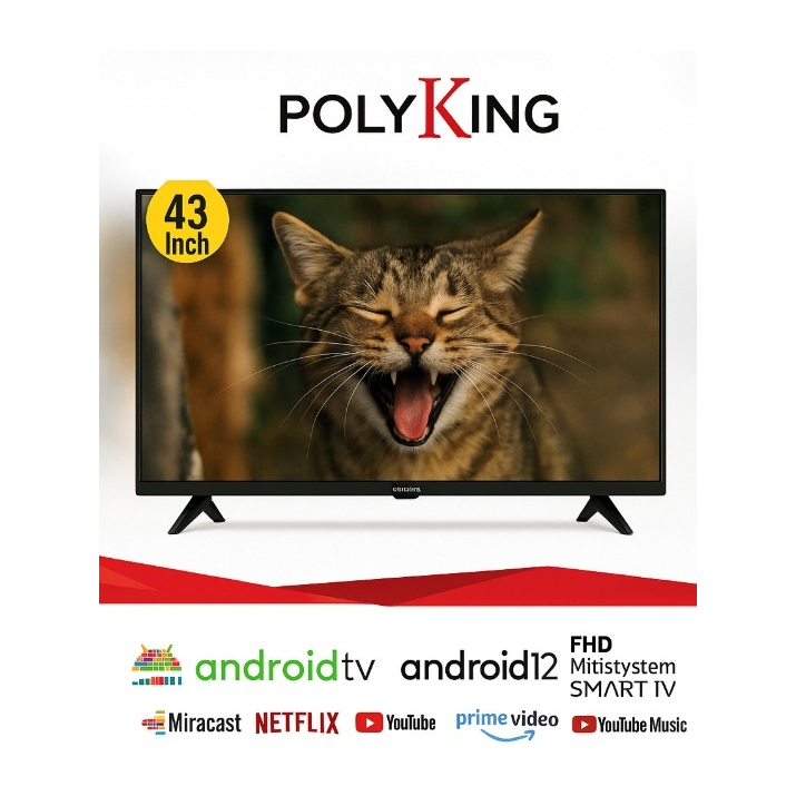Polyking 43” Android Smart TV – Garansi Resmi, Siap Nonton Online