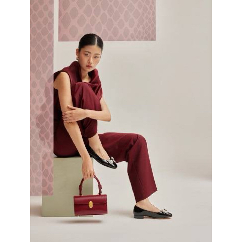 Pazzion Red Bag Cow Leather Gold Hardware Bag
