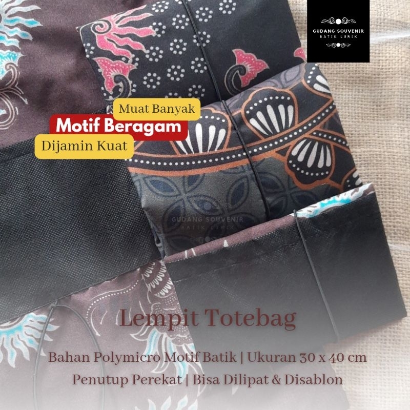 Lempit Totebag Tas Belanja Lipat Batik Reusable Bisa Disablon