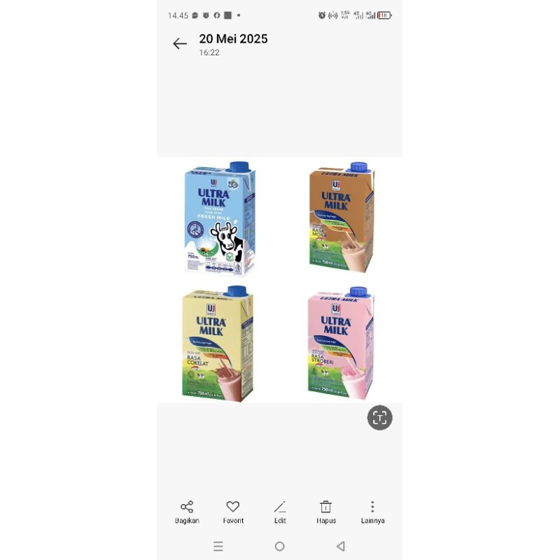 

Susu UHT Ultra Milk 750 ml
