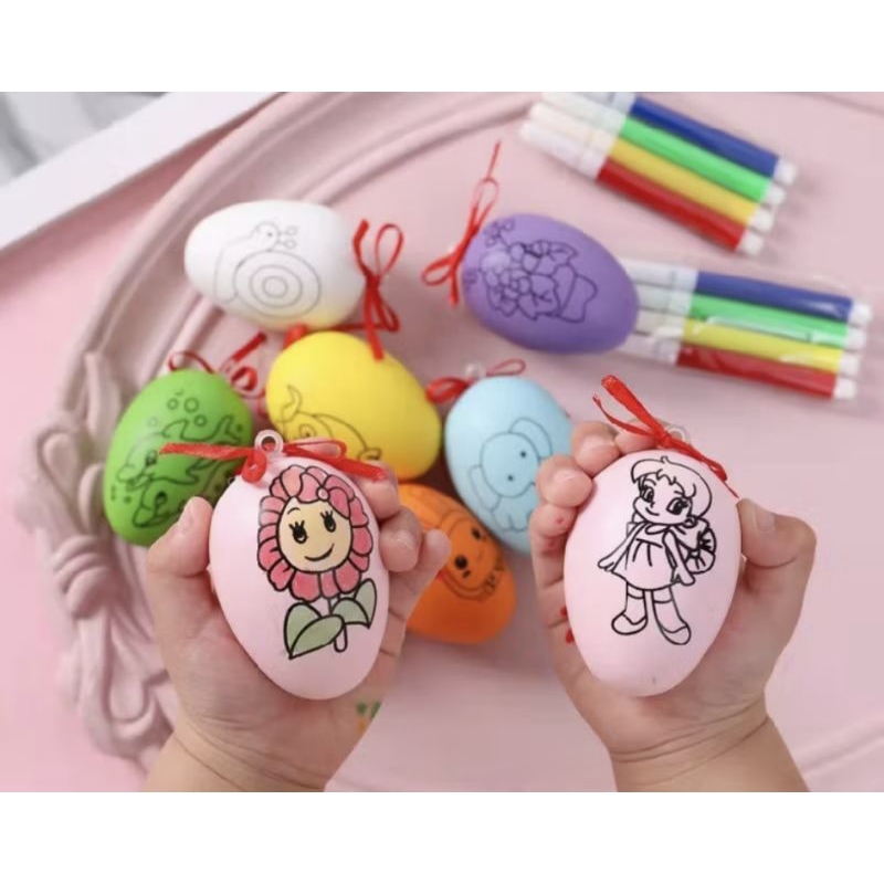 

1 pcs Mainan anak Melukis telur Paskah DIY untuk anak-anak Telur paskah + car air