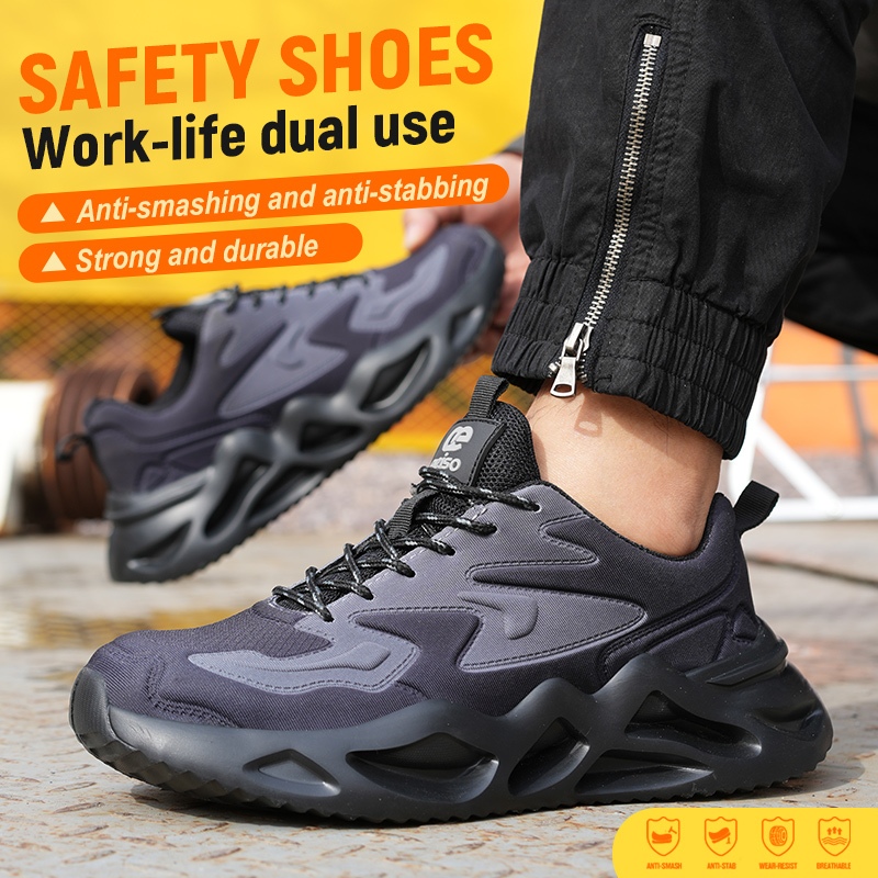 Ready Sepatu Safety Pria Aeiso V19 Sneakers Sporty Import Ringan Ujung Besi, Safety protection and
