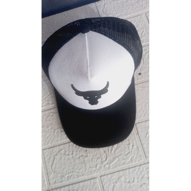 Topi Pria Keren Topi Trucker Bulls Project Rock ZAF After Riding Cap Leather  Patch
