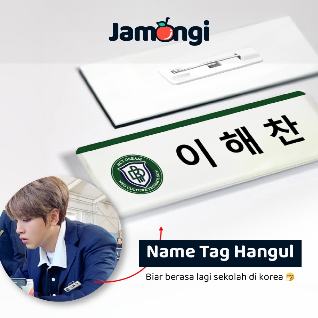 Jamongi Pin Name Tag Hangul Kpop Label nama Akrilik SHINee NCT Dream 127 Wish WayV