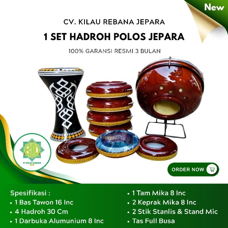 1 Set Rebana Hadroh Polos Jepara CV. Kilau Rebana Jepara Berkualitas