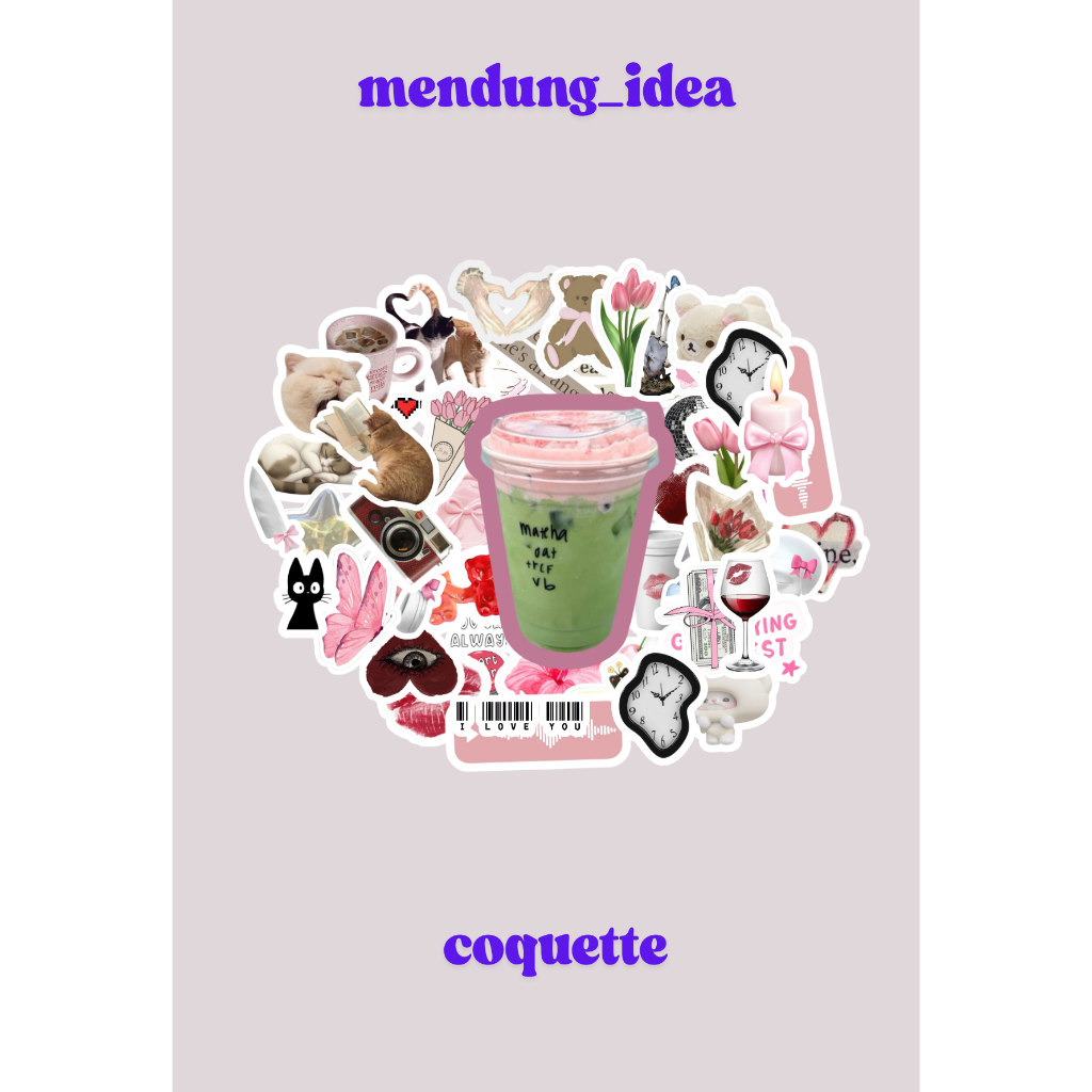 

50PCS Stiker Pack Coquette Pita Love Karakter Lucu Langka Anti Air Waterproof for Laptop Mobile Phone Book