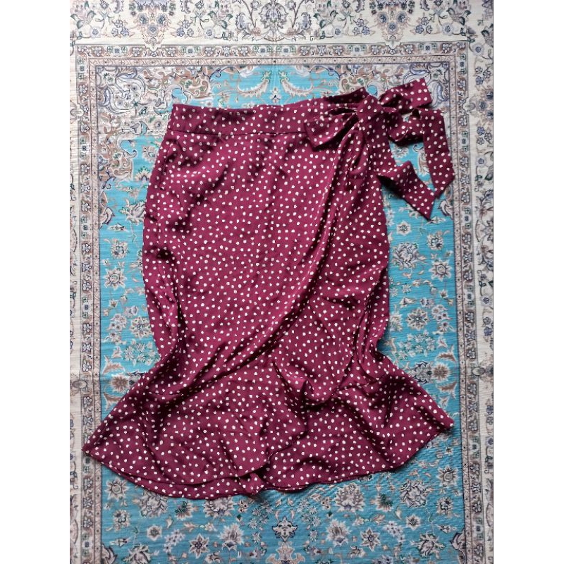 vintage downtown girls wrap midi skirt | polkadots skirt | vintage midi skirt | ruffle skirt