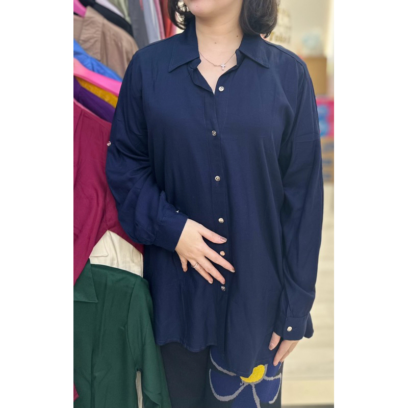 Kemeja Uniqlo/Kemeja Over Size Ld Jumbo/Kemeja Wanita Uniqlo Ld Besar/Kemeja Wanita Basic Polos Leng