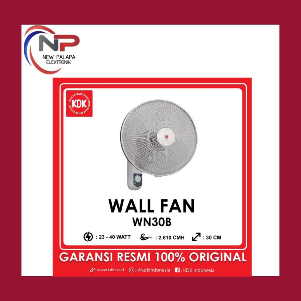 KDK WALL FAN 12 INCH WN-30B/ KIPAS ANGIN DINDING KDK / KIPAS ANGIN TEMBOK KDK 12"