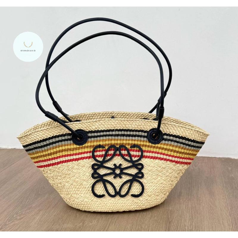 Loewe small anagram basket bag in natural/multicolor iraca palm