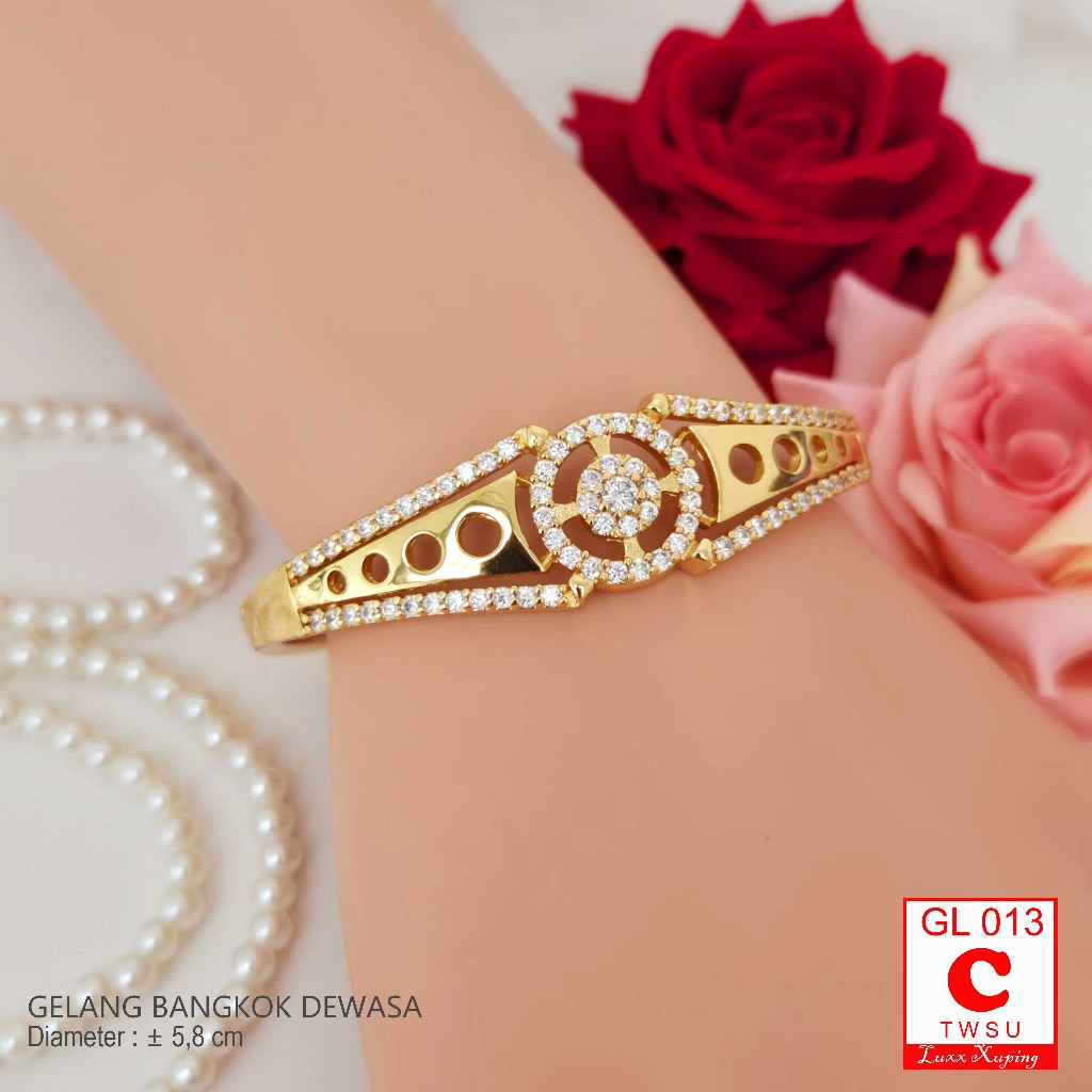 GL 013 Gelang Bangkok Ukir Dewasa Perhiasan Imitasi Gelang Bangkok Emas Xuping Murah - Luxx Xuping