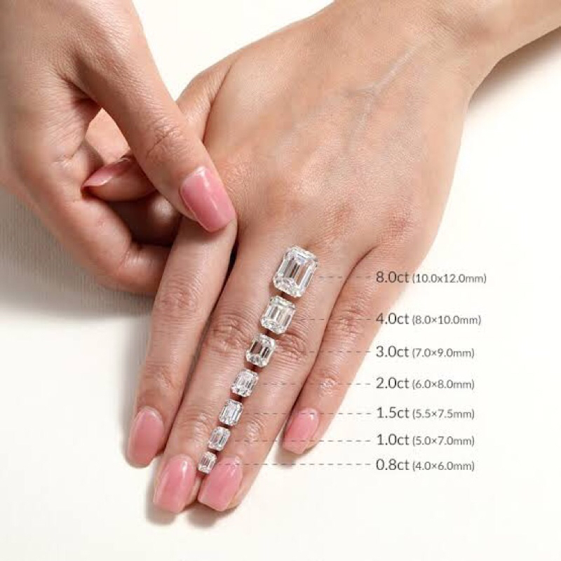 Moissanite GRA 100% Ori 3ct stimulant Diamond Emerald Cut Diamond look ( termurah di Shopee )