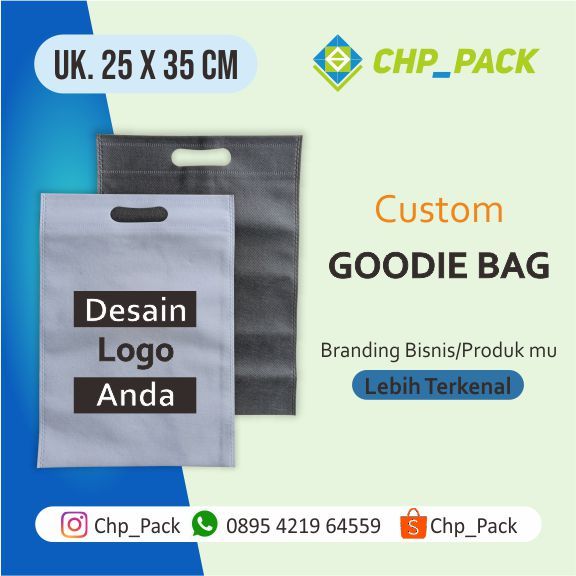 

Tas Goodie Bag 25x35CM FREE SABLON BERKUALITAS / Kantong Spunbond / Tas Spunbond / Tas Kain / Kantong Souvenir