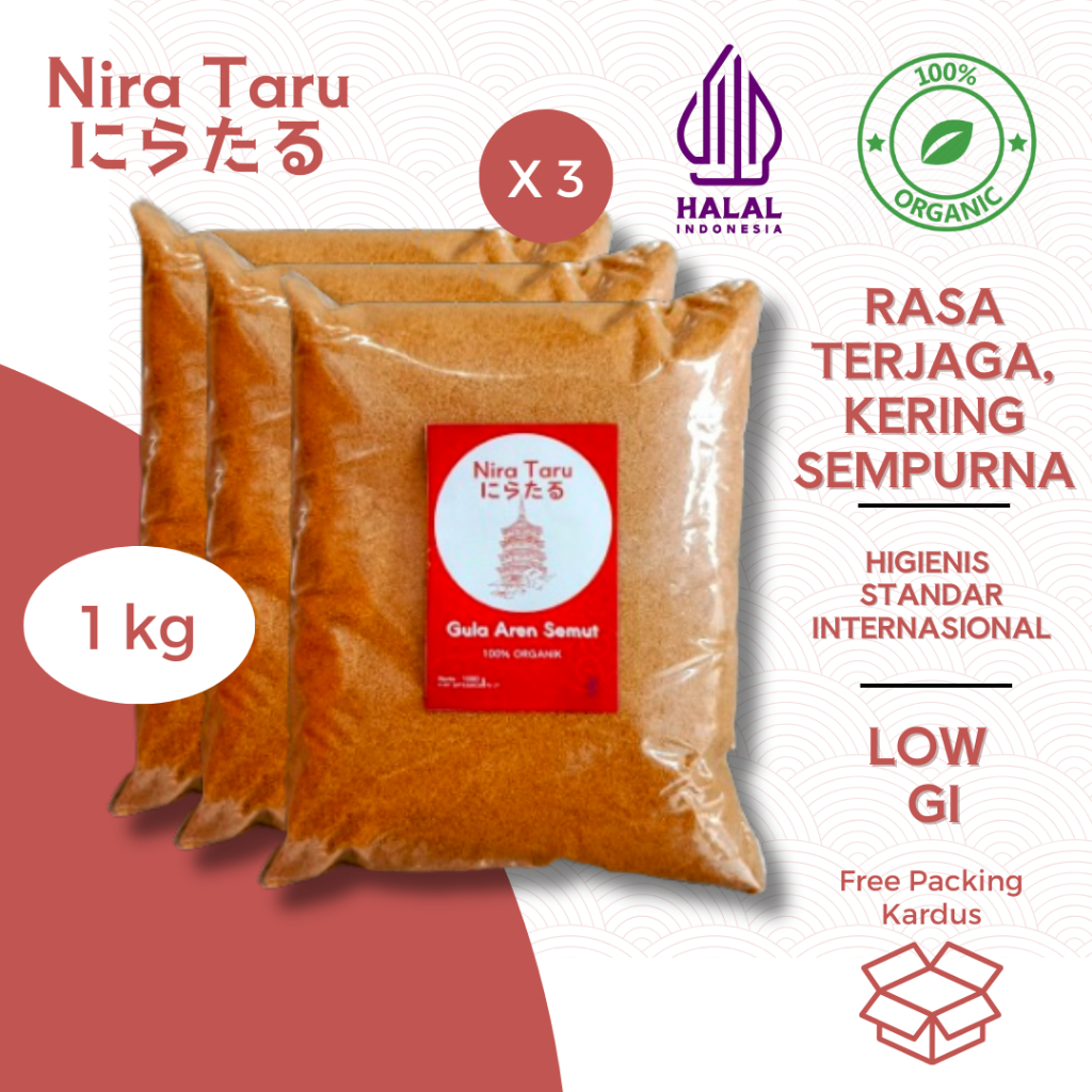

Nira Taru Paket Hemat Gula Aren Semut Bubuk Asli 1 kg 3 pcs