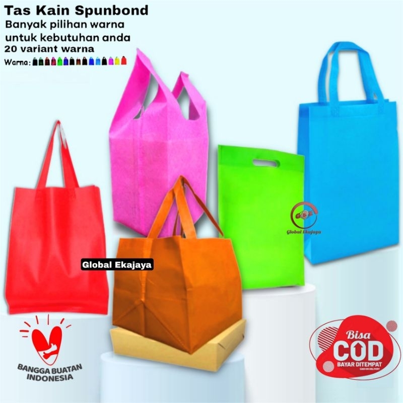 

Tas Kain Spunbond Goodiebag Totebag Hampers Kantong Belanja Sembako Bingkisan Snack Ultah Hajatan