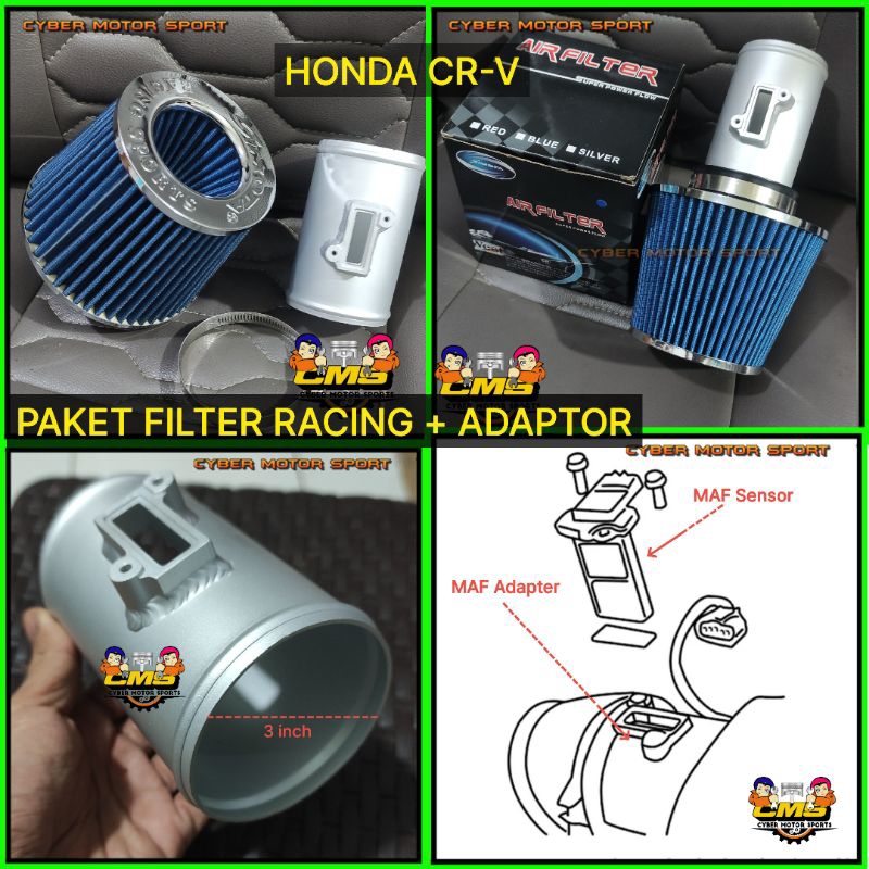 Jual paket Open filter Racing plus Adaptor air flow maf sens