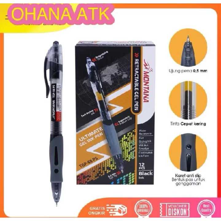 

( 1 PACK ) Montana Gel Ink Pen Retractable TGP-088 PS / Ballpoint Gel 0.5 mm