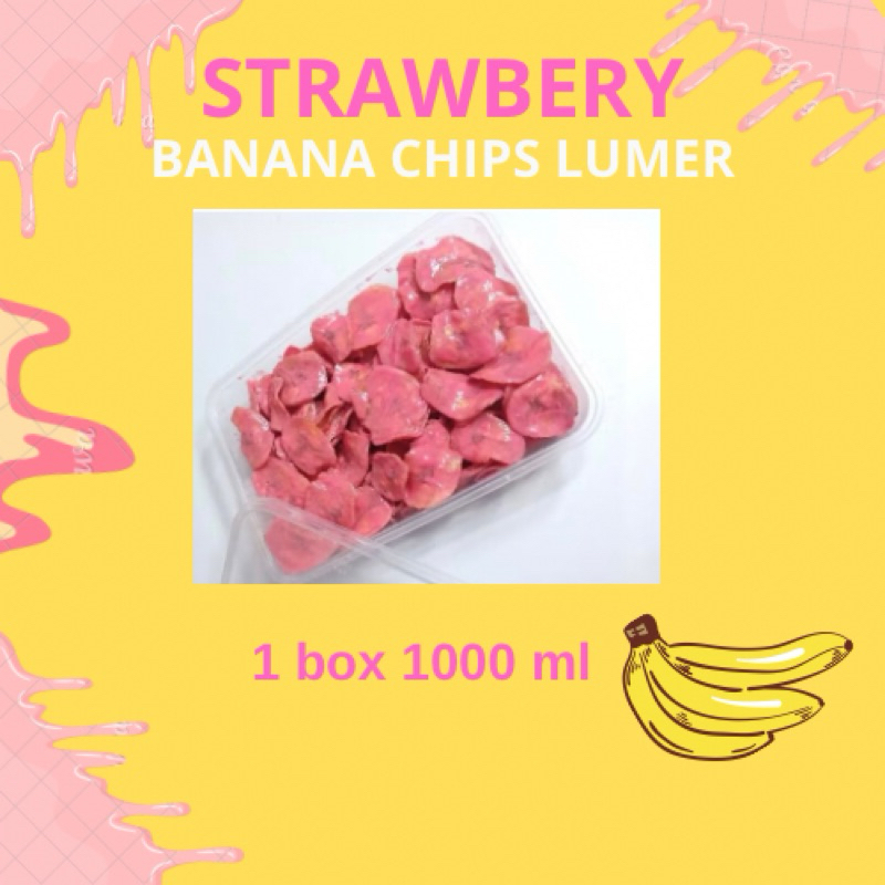 

keripik pisang strawbery ngelumer 1 box 1000 ml/100-300 gr