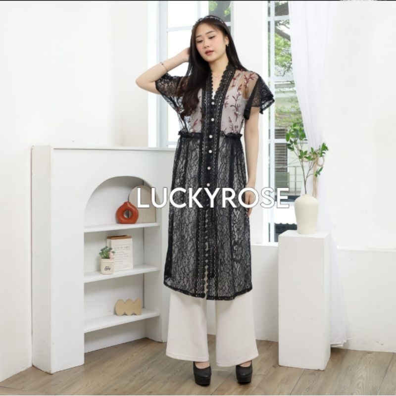 Odyse Outer Tille Brukat Cardigan Brokat Lengan Pendek Outer Vest Rompi Tile atasan outher brukat Ou