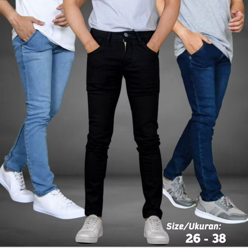 

technandaa - celana jeans pria denim hitam slim fit premium 26-38 cowok shopee