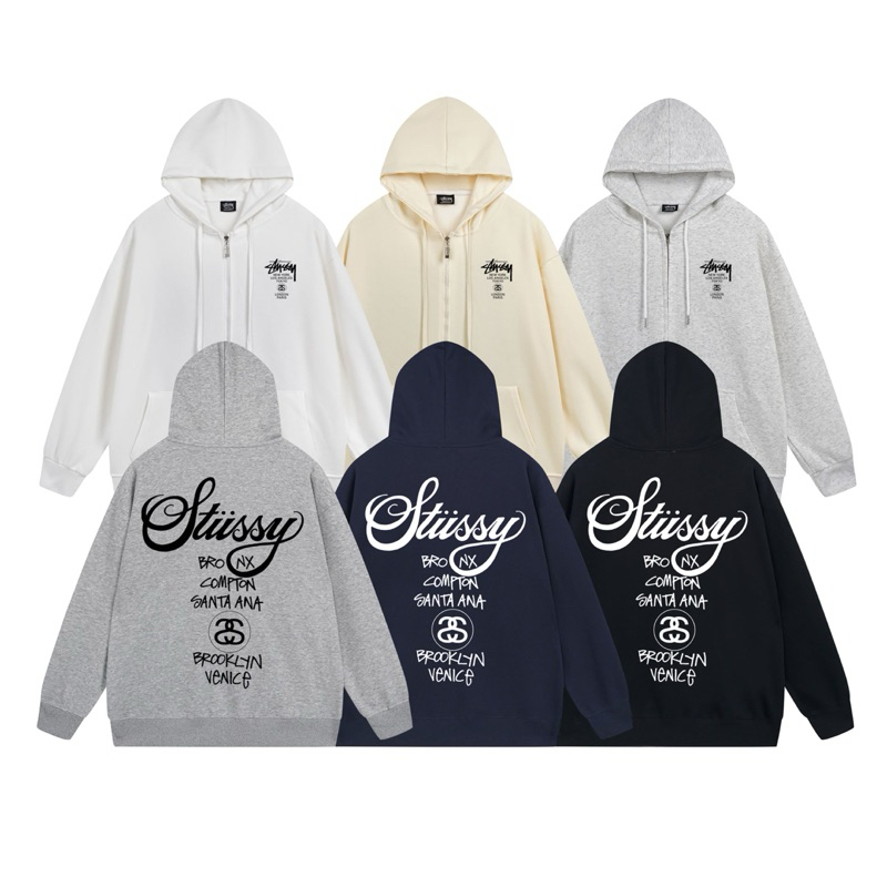 STUSSY Zip Hoodie World Tour Oversize Jacket