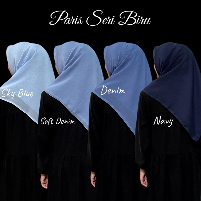 Segiempat Paris Seri Biru 110x110 / Hijab Paris Denim / Segiempat Paris Sky Blue / Jilbab Paris Baby