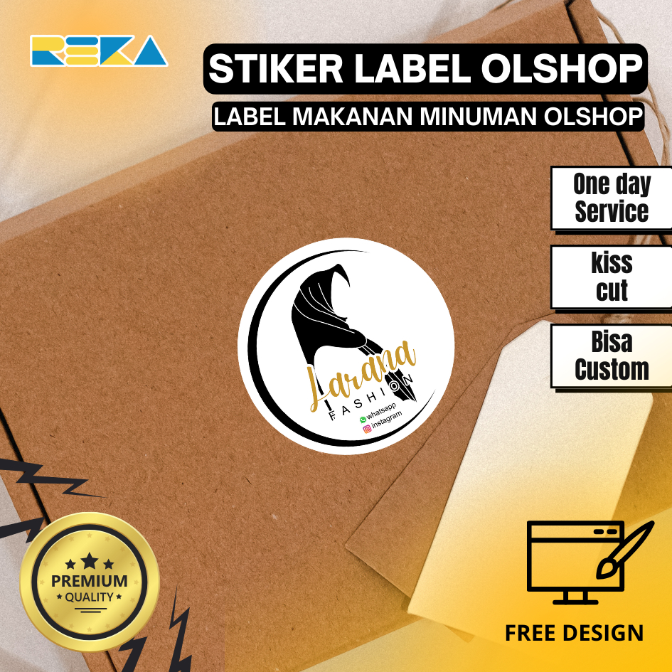 

8-10 Cetak Stiker Custom Transparan Vinyl Anti Air Sticker Olshop Jualan Makanan Free Design