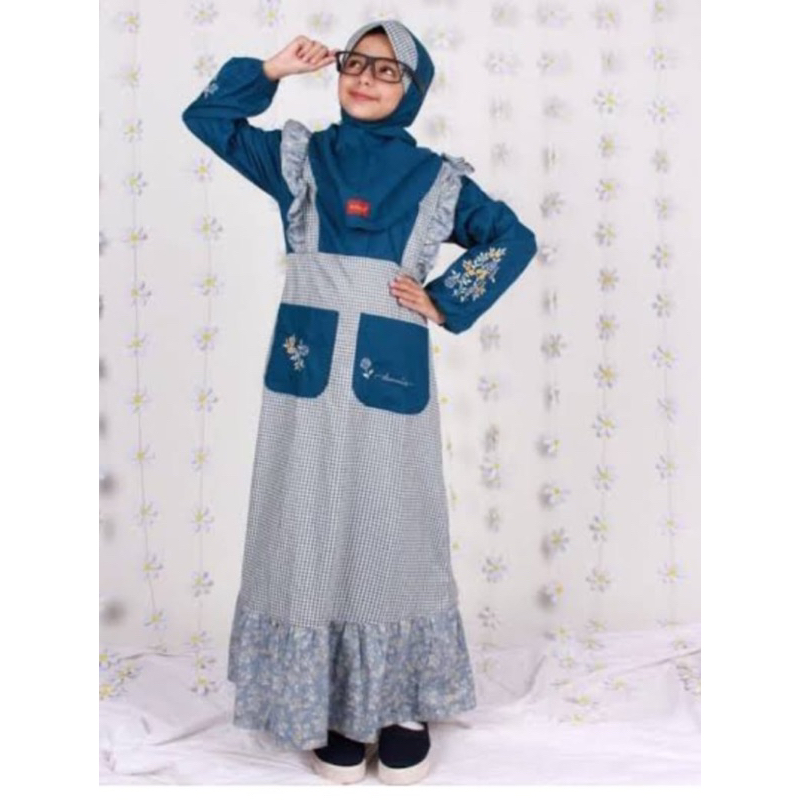 sale 30% / JAPM0901 / gamis size 4 / dannis / gamis anak vintage / gamis kotak kotak / bordir / baju