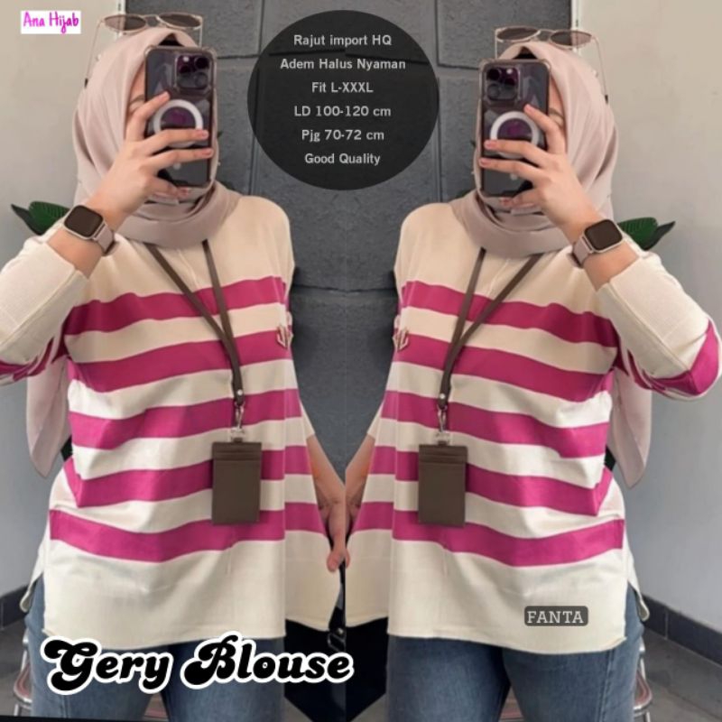 Gery blouse Ana Hijab - blouse wanita premium super cute - rajut import HQ - allsize