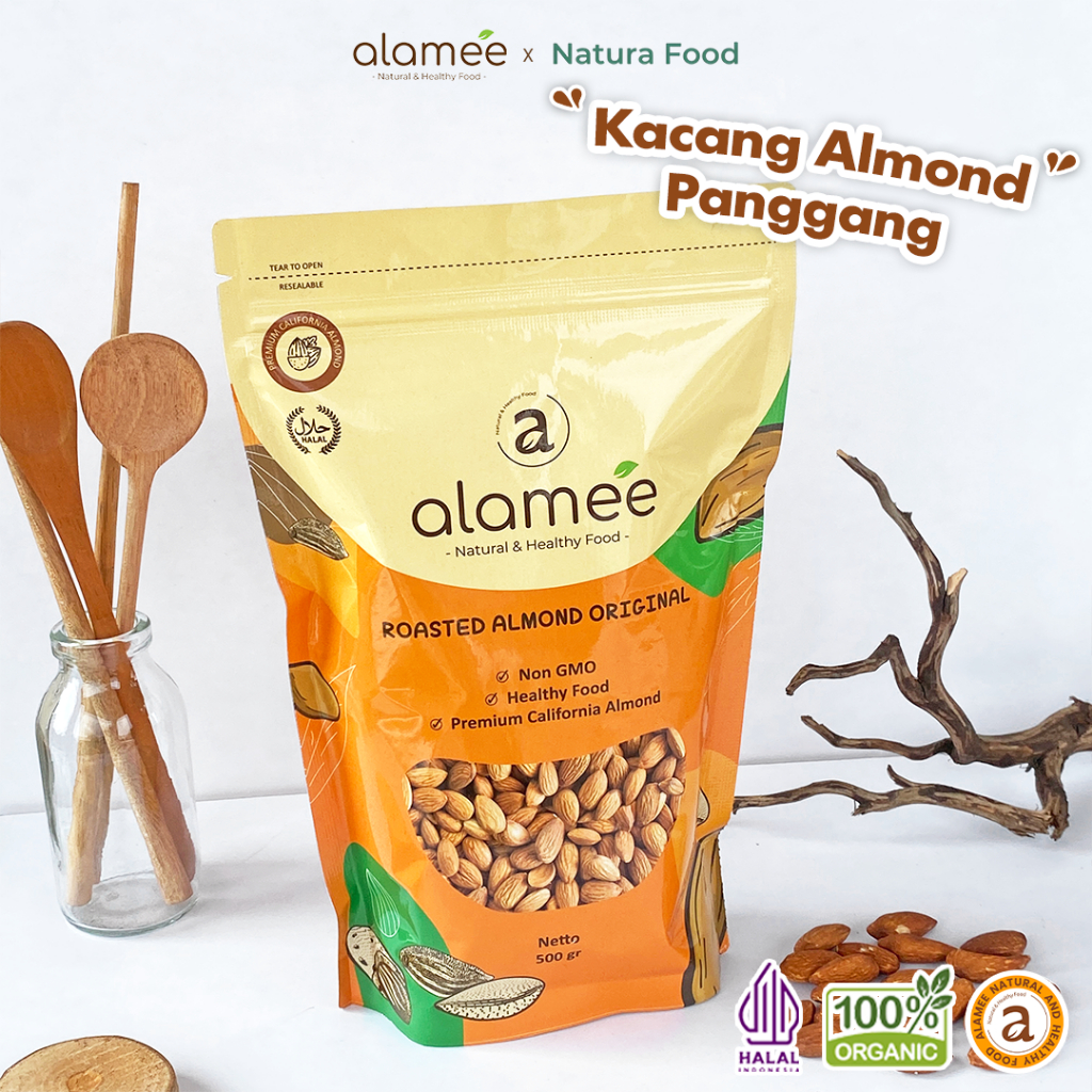 

ALAMEE Premium Roasted Almond Kacang Almon Panggang Grade A Organik 500 Gram