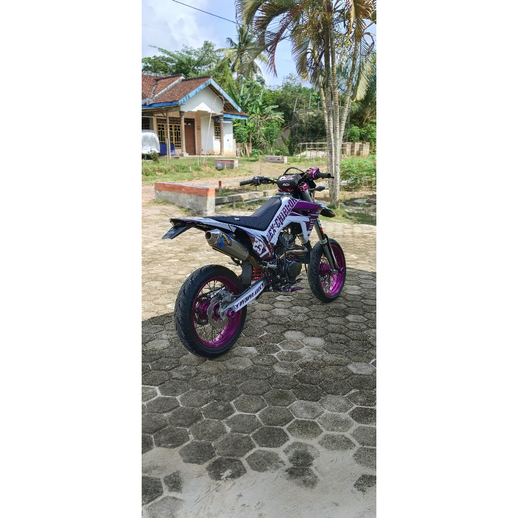 Decal Honda CRF Putih kombinasi ungu candy bahan premium hologram chrome