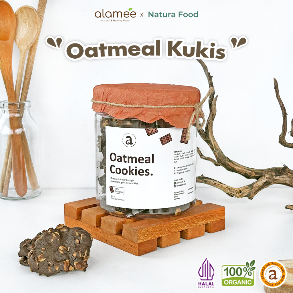 

ALAMEE Cookies Oatmeal - Dark Chocolate Cemilan Diet Healthy Snack Sehat Oat Organik