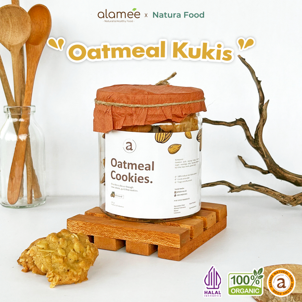 

ALAMEE Oatmeal Diet Cookies - Almond Cemilan Sehat Healthy Snack Oat Organik