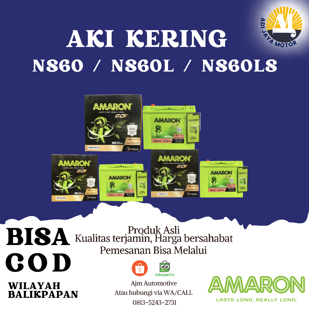 Aki Kering Amaron Go NS60/ NS60L/ NS60LS 12V 45Ah