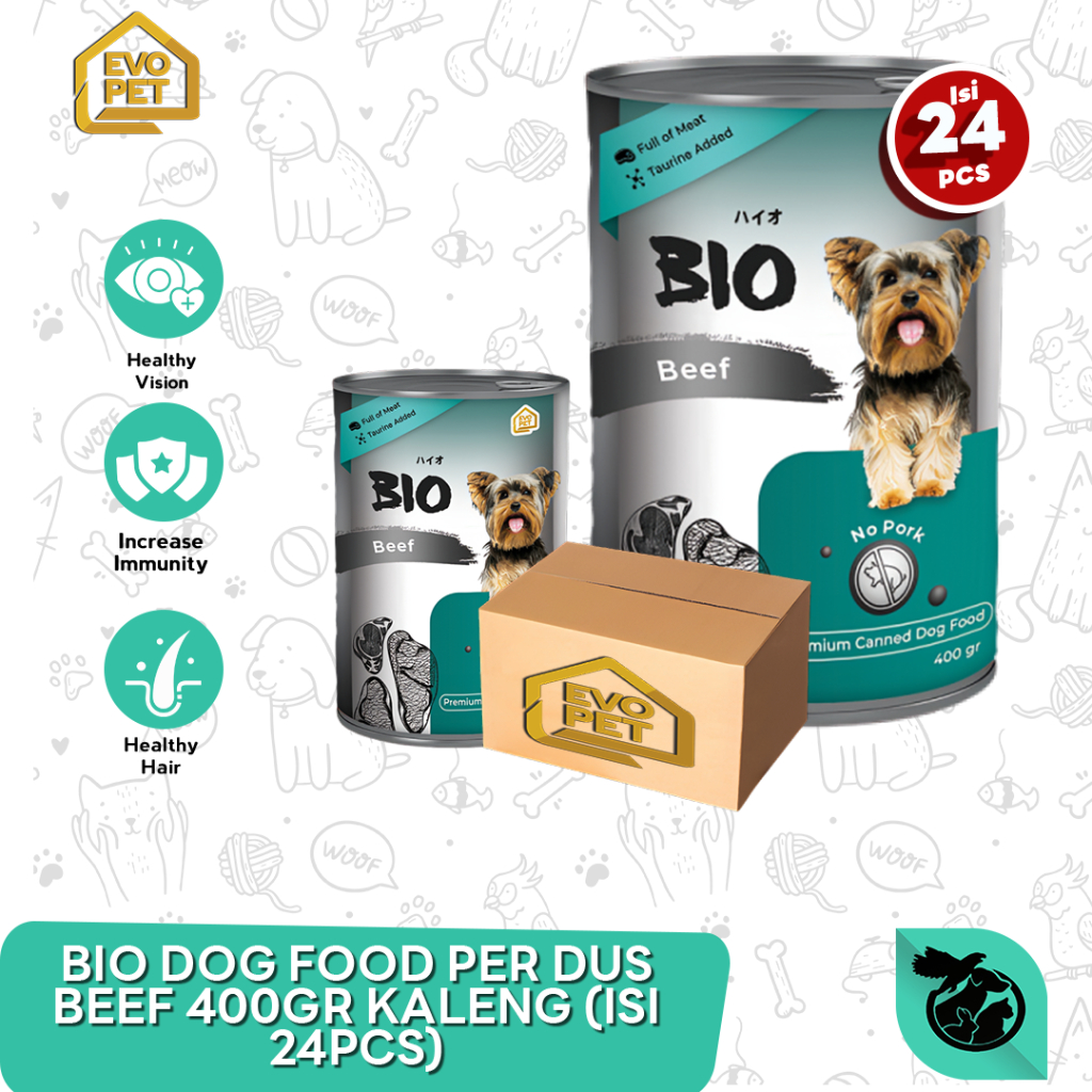 Makanan Basah Anjing Bio Dog Kaleng Can Wet Food 400gr Grosir 24pcs