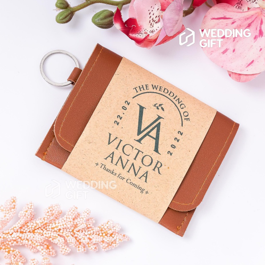 Wedding Gift Custom Card Holder 3 Slot Dengan Gantungan Souvenir Pernikahan Tempat Kartu ATM KTP Kek