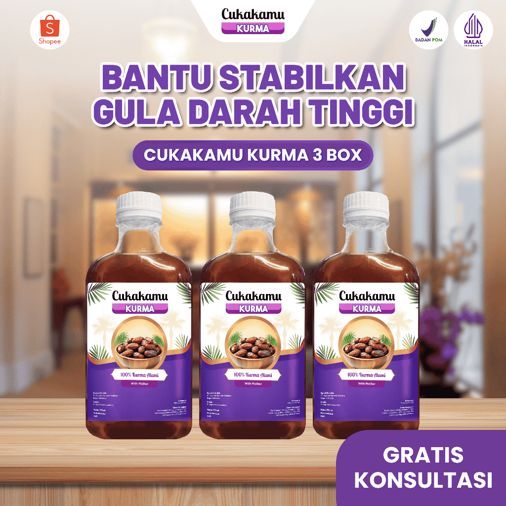 

CUKA KURMA Cukakamu - Menurunkan Kadar Gula Darah Tinggi & Tubuh Sehat Wajah Glowing - 3 Box