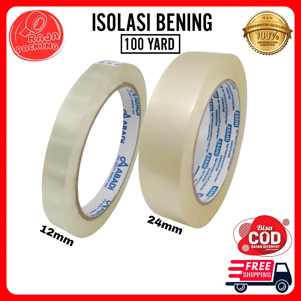 

ISOLASI BENING 12MM, 24MM X 100 YARD l SOLASI LAKBAN BENING KECIL 1 INCH