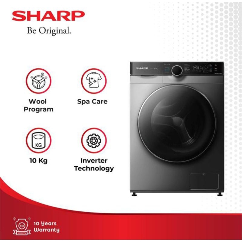 MESIN CUCI SHARP FRONT LOADING 10KG ES-FL1410MSX MESINCUCI SHARP FRONT LOADING 10 KG