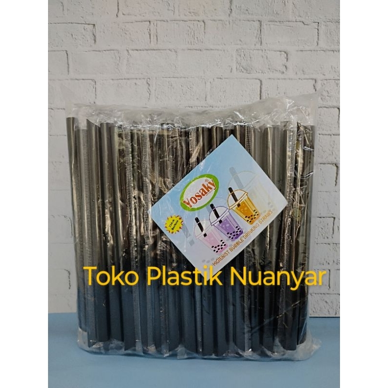 Sedotan Steril Plastik Bubble Yosaky Lubang besar Diameter 12 mm atau 1,2 cm, Panjang 20 cm isi 100 