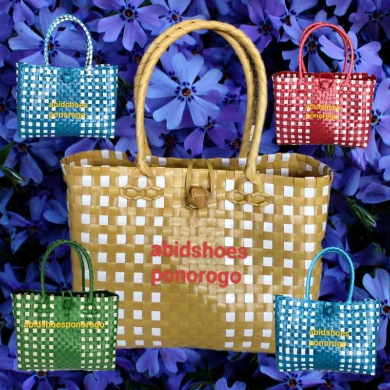 

Grosir tas souvenir anyaman plastik murah untuk parcel hampers hajatan lahiran - tote bag wanita