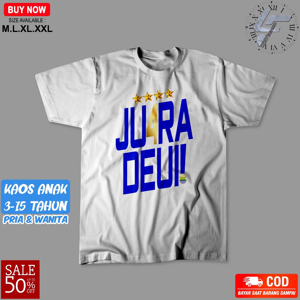 KAOS PERSIB Anak  JU4RA Deui / BAJU PERSIB Juara BIRU Jumbo