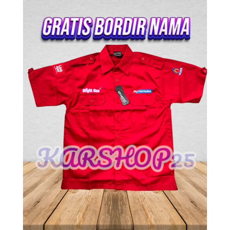 KEMEJA MY PERTAMINA BRIGHT GAS LENGAN PENDEK TERBARU SERAGAM BRIGHT GAS KEMEJA BRIGHT GAS MY PERTAMI