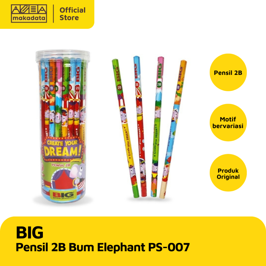 

PENCIL / PENSIL 2B BIG PS-007 BUM ELEPHANT (1 PCS) MURAH