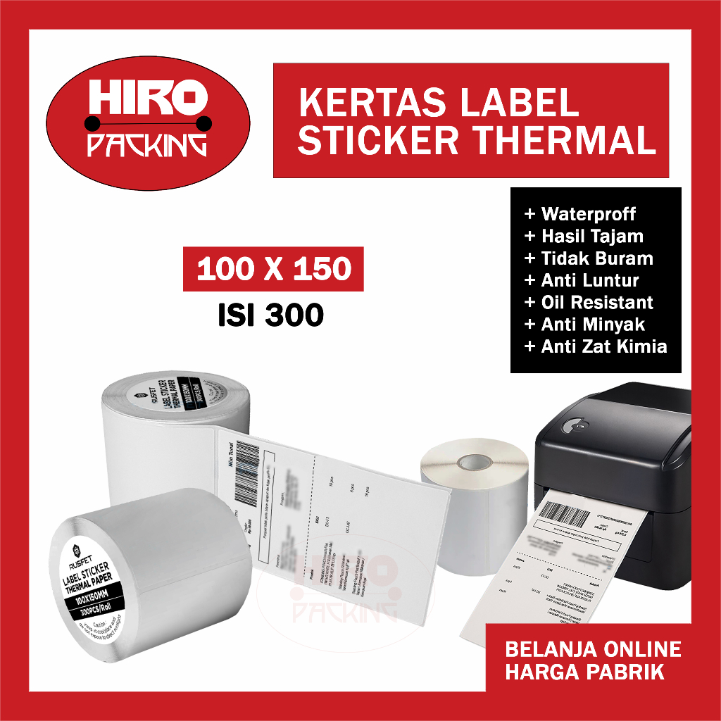 

Kertas Label Thermal 100x150 isi 300 Kertas Printer Sticker Resi Pengiriman Roll