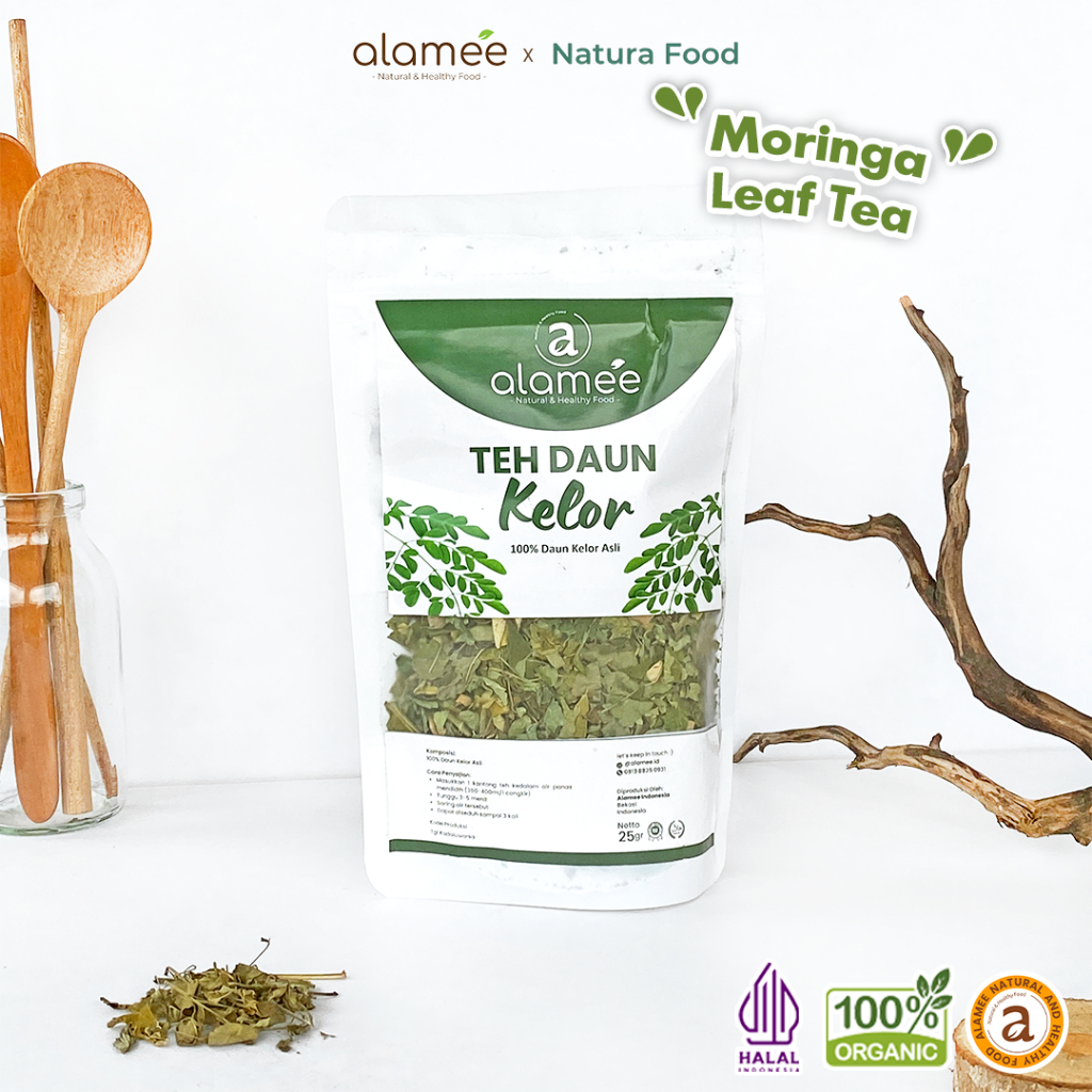 

ALAMEE Moringa Tea Teh Daun Kelor Herbal Alami Flower Asli Kering Organik Premium 25gr